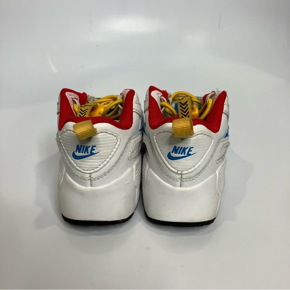 Nike Air Max 90 Toggle sneakers white red yellow activewear toddler size 9C - Picture 4 of 10